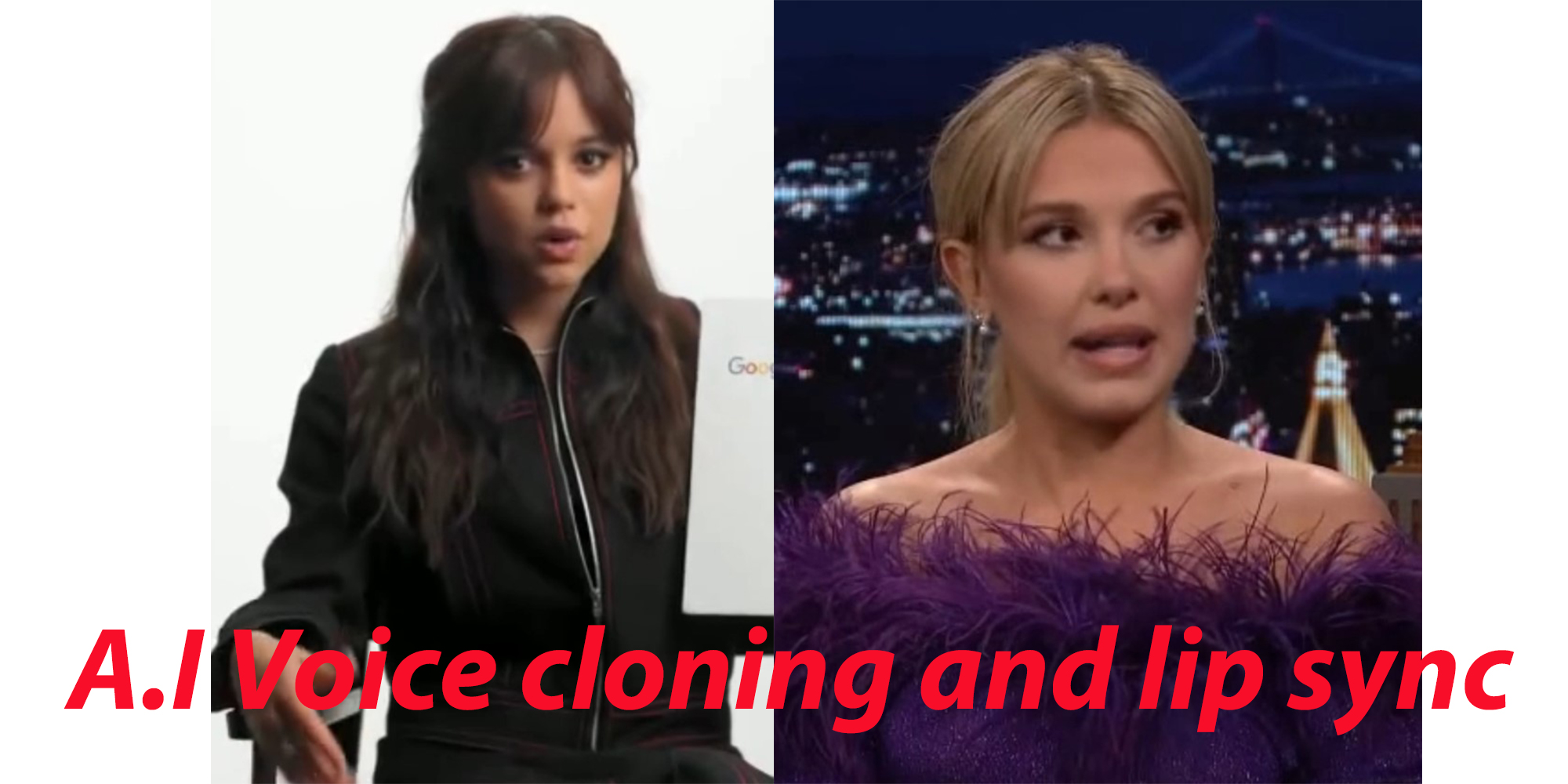 A.I.voice cloning and lip sync sample (Jenna Ortega, Millie Bobby Brown)